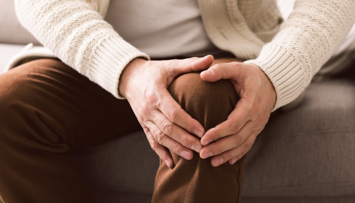 Close-up of healthy knee joint illustration